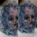 Tattoos - Cracked doll head with roses neck tattoo - 46303